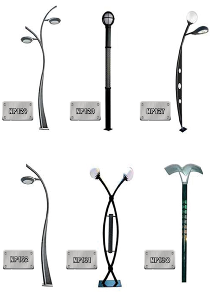 6 پایه چراغ پارکی و خیابانی